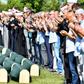 Hundreds of people gathered Saturday for the funeral of 86 Muslim victims of a massacre committed in Prijedor by Bosnian Serb forces at the beginning of the 1990s Bosnian war