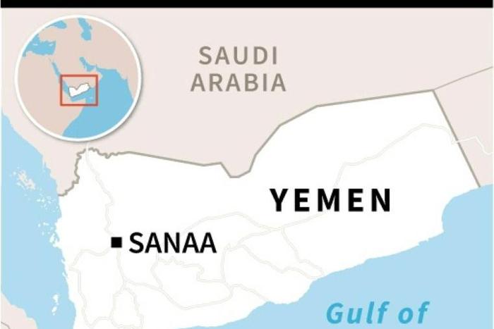 Map of Yemen locating Aden, where dozens are killed or wounded in an attack on a military camp Thursday