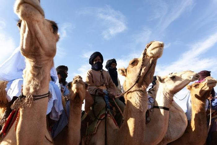 Humps on the stump: Camel-riding supporters attend a UPR rally in Chinguetti, an ancient Berber trading centre in central Mauritania
