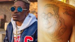 SM Fan tattoos Shatta Wale's face at his back