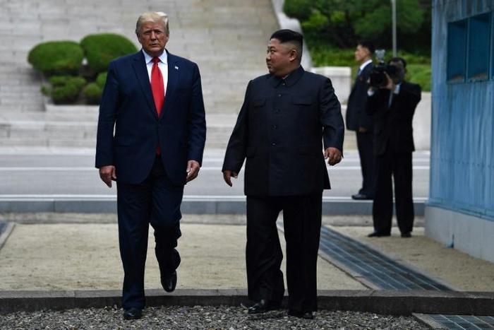 North Korea's leader Kim Jong Un and US President Donald Trump at the Military Demarcation Line
