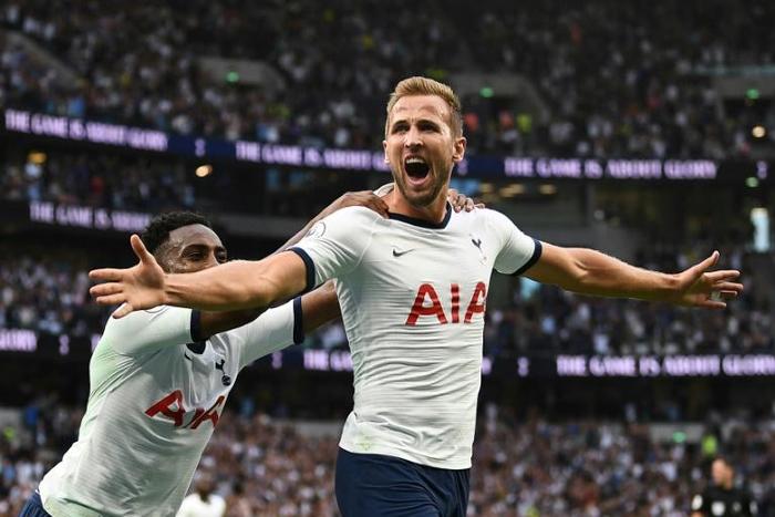 Just in time: Harry Kane scored two late goals to hand Tottenham a 3-1 win over Aston Villa
