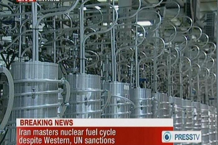 An image grab from Iranian state TV in 2012 shows centrifuges at the Nantanz nuclear site