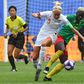 England captain Steph Houghton (L) in action in Sunday's win over Cameroon at the women's World Cup
