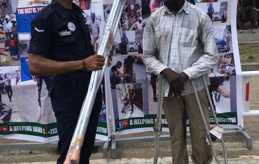 Lance Corporal Agbeko gives to the physically challenged on the street