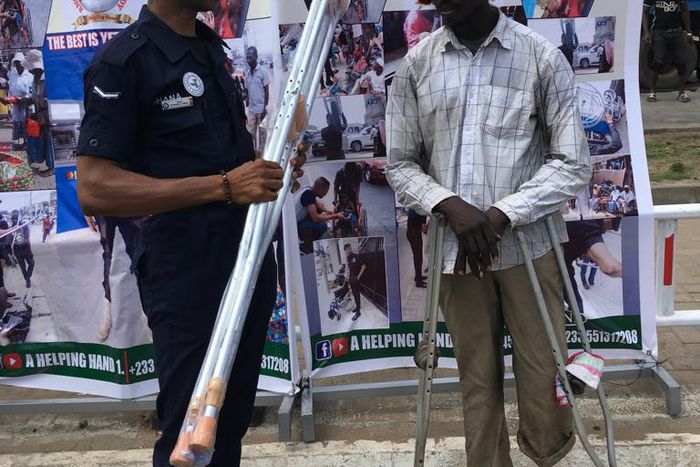 Lance Corporal Agbeko gives to the physically challenged on the street