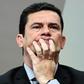Brazilian Justice Minister and former judge Sergio Moro gestures during a hearing at Senate's Constitution and Justice Comission in Brasilia on June 19, 2019