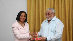 Former President Jerry John Rawlings  with EC boss Jean Mensa