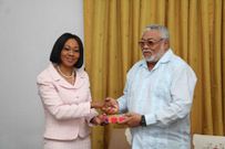 Former President Jerry John Rawlings  with EC boss Jean Mensa