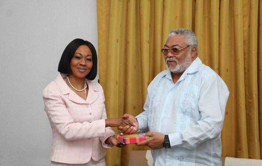 Former President Jerry John Rawlings  with EC boss Jean Mensa