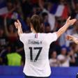 Gaetane Thiney goes to celebrate with Amandine Henry after the latter's goal gave hosts France victory over Brazil at the women's World Cup on Sunday