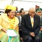 Lesotho Premier Thomas Thabane (C), pictured here with the country's King Letsie III (R), is facing criticism over the role of his wife Maesaiah (L)