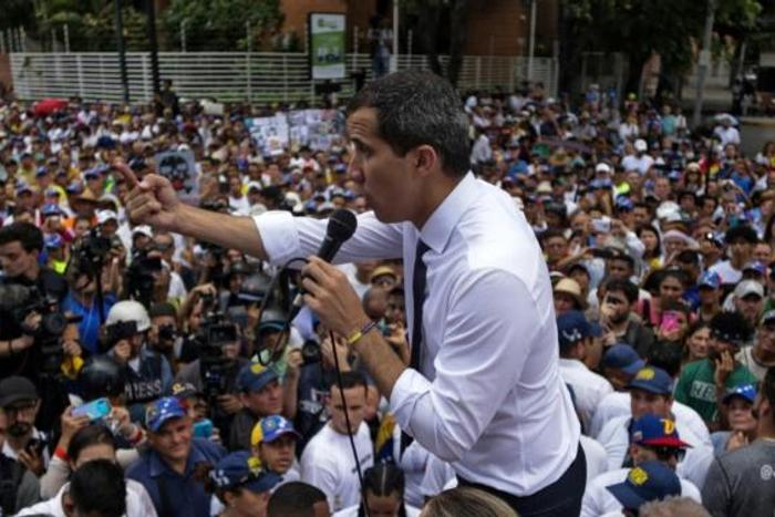 Venezuela's opposition leader Juan Guaido, pictured during an anti-government march in Caracas on July 5, 2019, said he wants talks with the government to lead towards free elections
