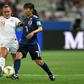 Georgia Stanway (L) in action in Wednesday's win over Japan - the youngster came into the England team and set up the opening goal for Ellen White