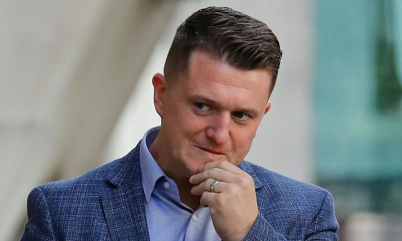(FILES) In this file photo taken on July 5, 2019 Founder and former leader of the anti-Islam English Defence League (EDL), Stephen Yaxley-Lennon, AKA Tommy Robinson, arrives at the Old Bailey, London's Central Criminal Court, in central London, on the ...