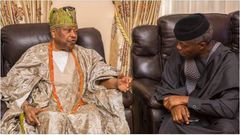 The Awujale of Ijebu Land, Oba Sikiru Kayode Adetona during Vice President Osinbajo's  meeting with the monarch on security. (TheCable)
