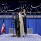 Iran's supreme leader Ayatollah Ali Khamenei waves to the crowd during a gathering in Tehran