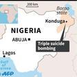 Map of Nigeria locating the town of Konduga, hit by a triple suicide bombing late Sunday.