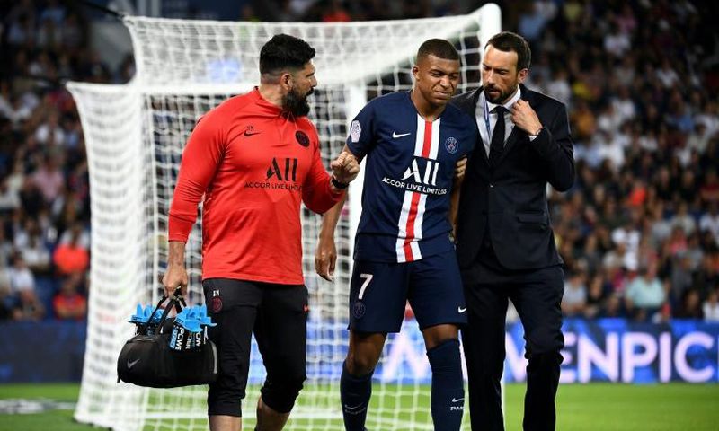 Kylian Mbappe will be out for four weeks with a hamstring injury suffered playing for PSG on Sunday night