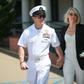 Navy Special Operations Chief Edward Gallagher walks out of military court with his wife Andrea as the jury deliberates in his war crimes trial, on July 2, 2019 in San Diego, California