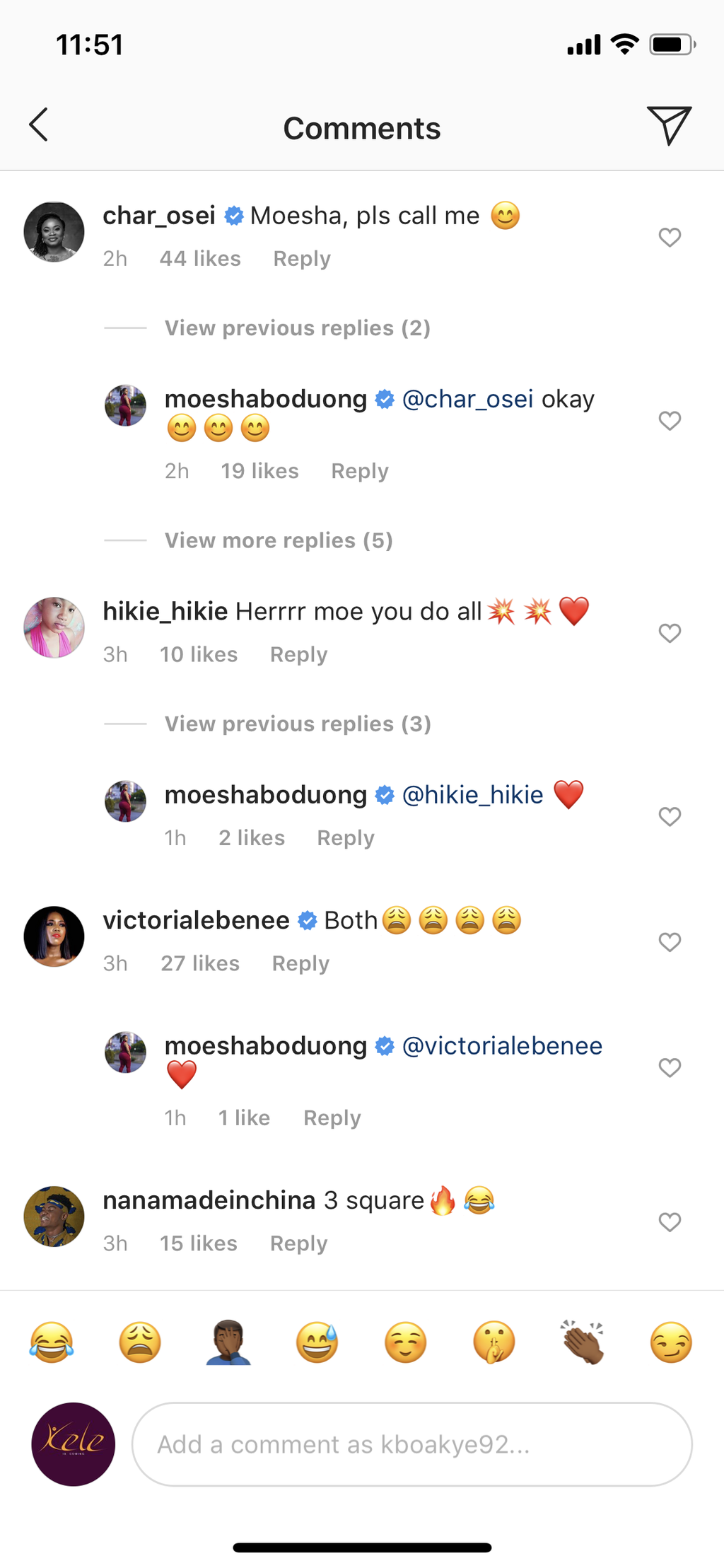 Moesha Boduong's photo comments