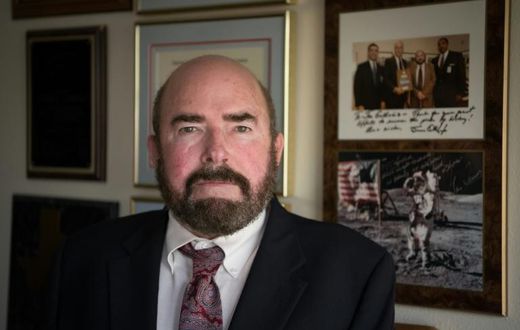 Joseph Gutheinz Jr, a retired NASA special agent known as the "Moon Rock Hunter," in his law office in a Houston suburb