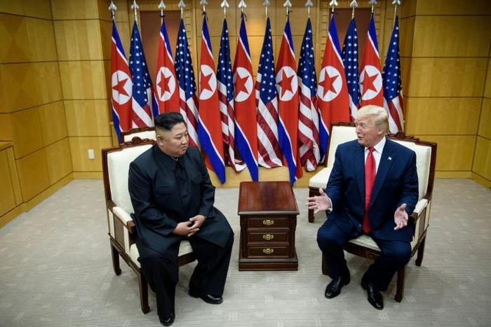 North Korea's leader Kim Jong Un and US President Donald Trump before their meeting in the Demilitarized Zone (DMZ)