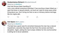 Sex before marriage debate reignited as newly wedded couple allegedly divorce because hubby has no penis