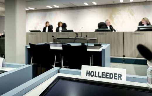 A sign with the name of Willem Holleeder is displayed in the heavily secured Bunker prior to his receiving a life sentence for ordering the murder of five people