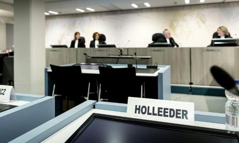 A sign with the name of Willem Holleeder is displayed in the heavily secured Bunker prior to his receiving a life sentence for ordering the murder of five people