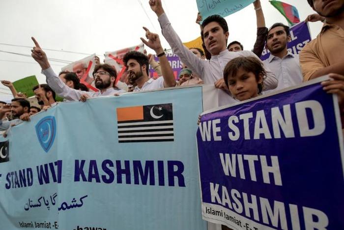 Some Pakistanis took to the streets to protest against India's actions over Kashmir