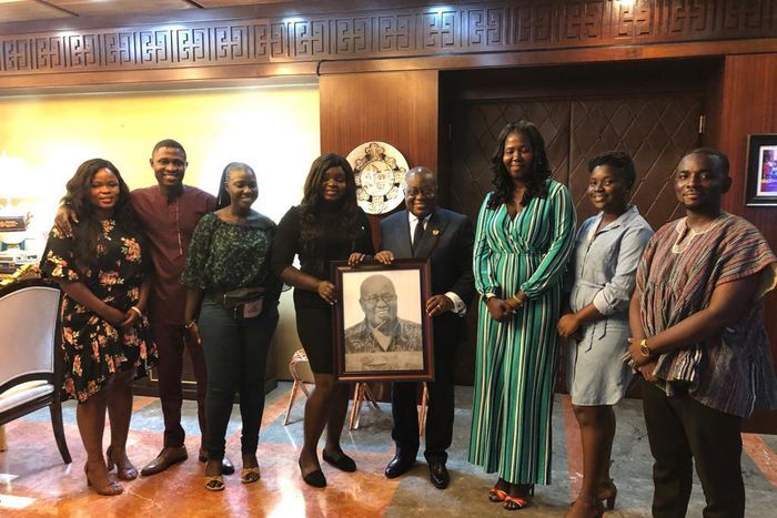 Artwork by Pimpin presents pencil drawing to Nana Addo