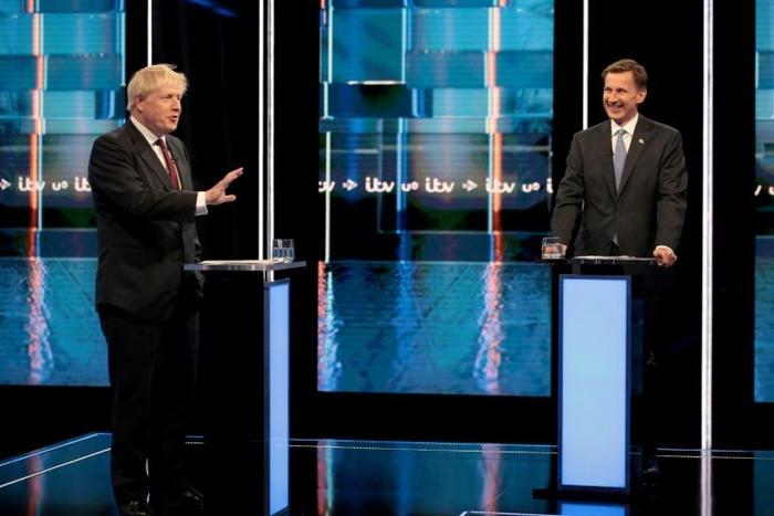 Johnson (L) and Hunt (R) are now both referring to Britain's departure with no overall deal in place as a realistic prospect