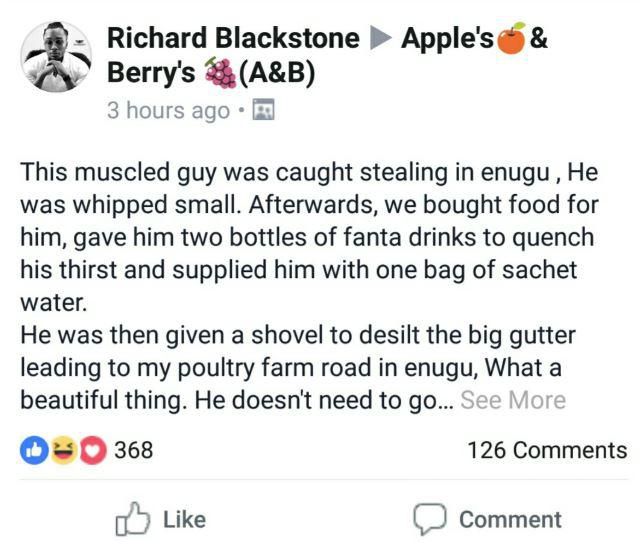 Residents beat up 'thief', gave him food and drinks before supervising him to clean their choked gutters (photos)