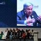 UN Secretary General Antonio Guterres (C) and Emirati ministers chair a panel at the Abu Dhabi climate meeting in Abu Dhabi