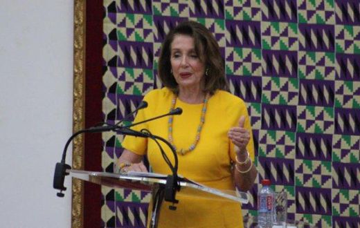 Nancy Pelosi addressing the Ghanaian parliament