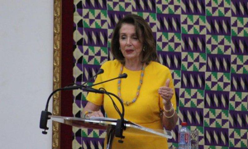 Nancy Pelosi addressing the Ghanaian parliament