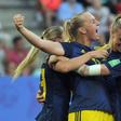 Stina Blackstenius (C) scored the winner as Sweden beat Germany to reach the last four of the Women's WOrld Cup