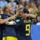 Stina Blackstenius (C) scored the winner as Sweden beat Germany to reach the last four of the Women's WOrld Cup