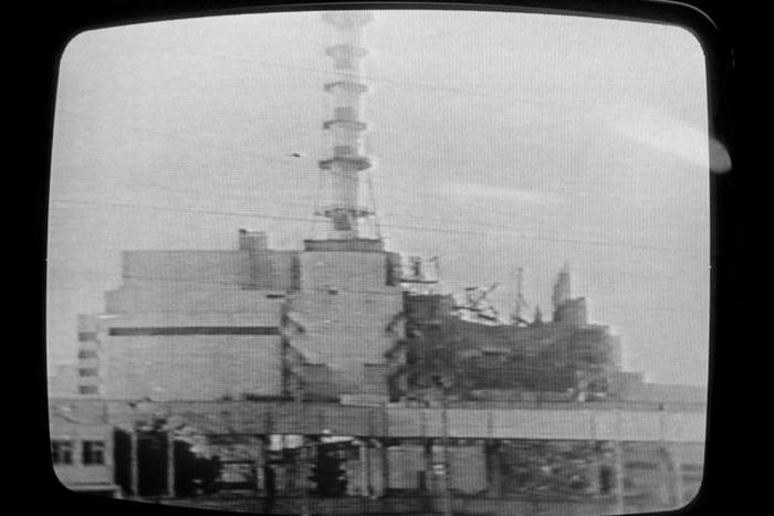 A picture of the Chernobyl plant shown on Soviet television on April 30, 1986