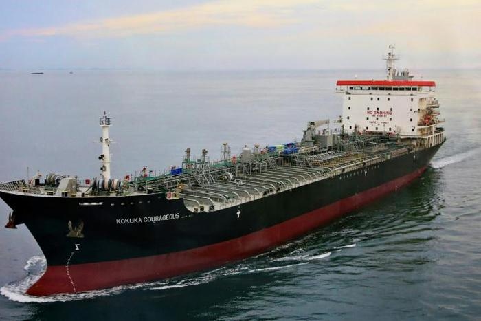A file image shows the Kokuka Courageous, which was carrying highly flammable methanol out of the Gulf towards Asia when it was attacked Thursday