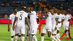 Black Stars celebrate goal against Guinea Bissau