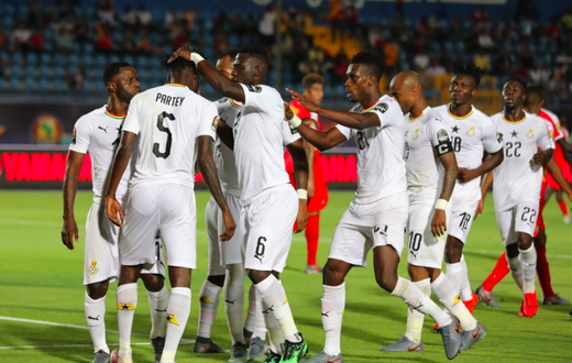 Black Stars celebrate goal against Guinea Bissau