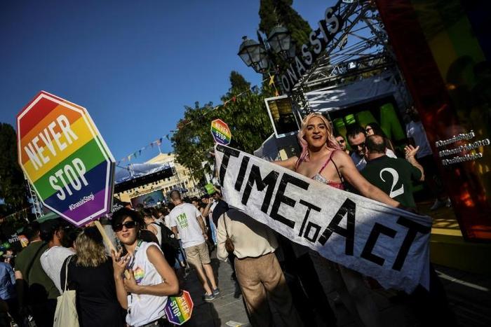 Police said more than 7,000 people turned out for this year's Gay Pride march in Athens