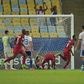Qatar's players celebrate after Boualem Khoukhi scores the equalizer in their 2-2 Copa America draw with Paraguay