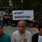 A demonstration against police action at Wednesday's street protests, where security forces fired tear gas and plastic bullets at young protesters