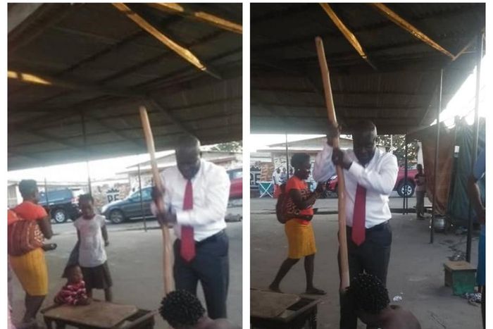 NPP MP Titus Glover pounds fufu