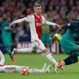 Daley Sinkgraven, pictured here in the Champions League semi-final against Tottenham last month, has joined Bayer Leverkusen from Ajax