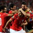 Mahmoud 'Trezeguet' Hassan (C) celebrates scoring the opening goal of the Africa Cup of Nations in Egypt