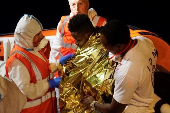 The migrants were allowed to disembark and taken to Lampedusa's reception centre